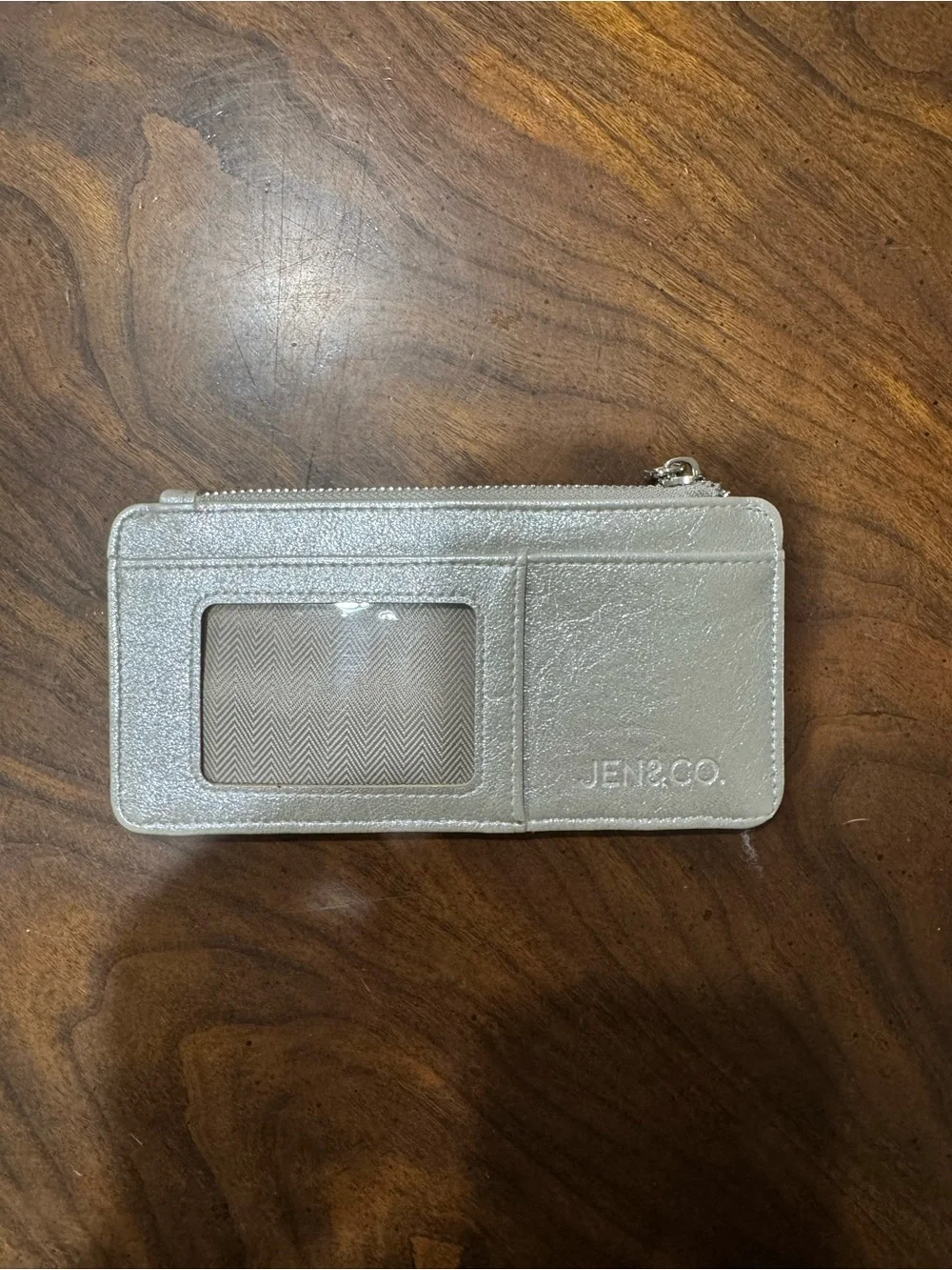 Metallic Silver Card Wallet Phone Accessory